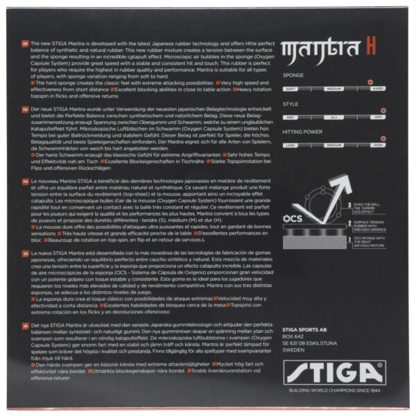 Stiga Mantra H -Table Tennis Rubber
